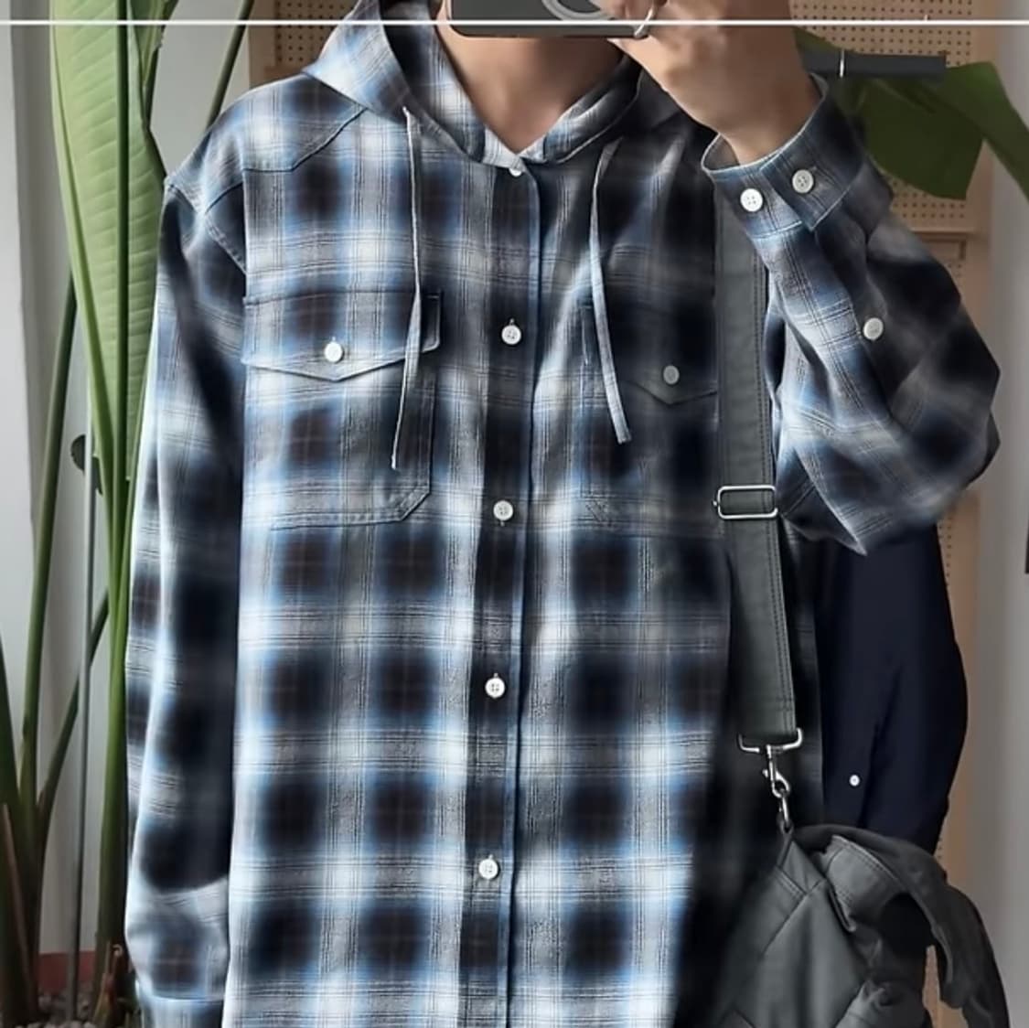 애프터프레이 웨스턴 체크 후디 셔츠 / 블루, L 상품이미지3