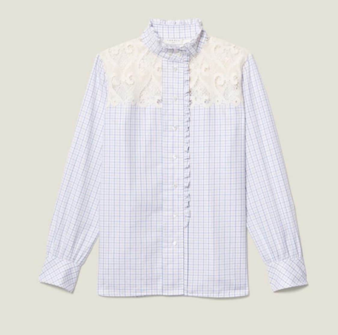 산드로 러플 체크 블라우스 1 상품이미지7