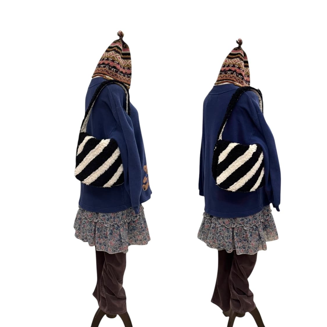 포터 x 화이트월 플리스 숄더백 블랙/아이보리 상품이미지10