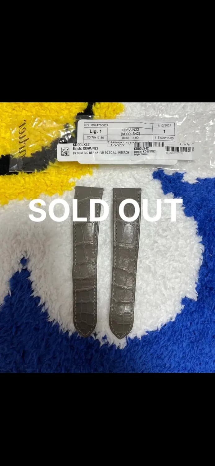 정품) 까르띠에 탱크 L사이즈 악어가죽 20mm (디버클용) 버건디 상품이미지6