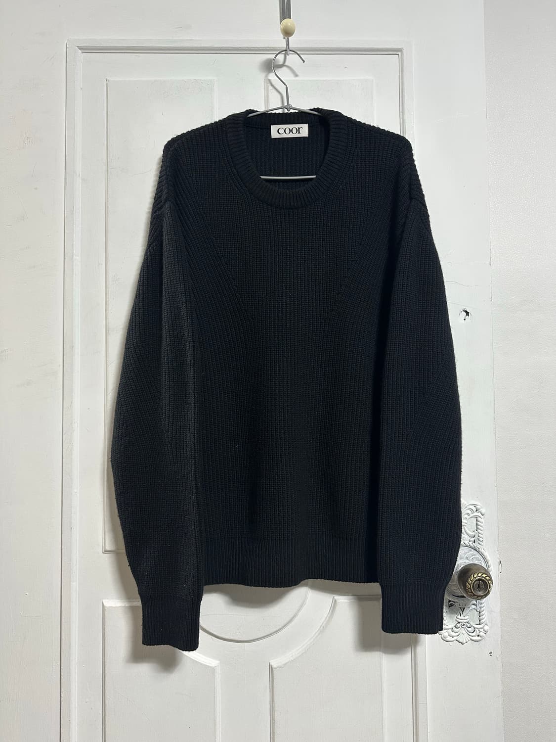 쿠어 캐시팝 트위드 크루넥 니트 상품이미지1