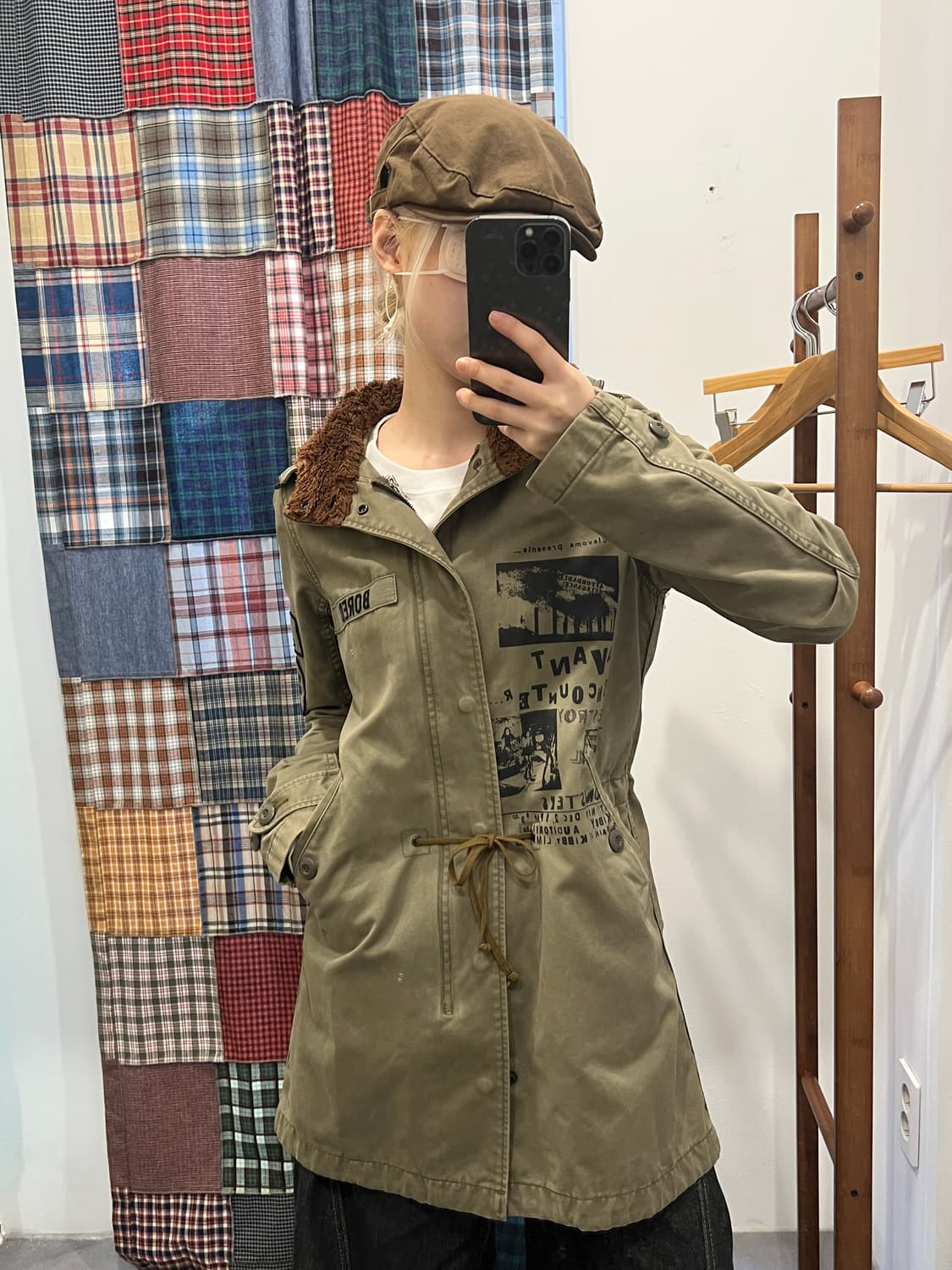 히스테릭글래머 카키 프린팅 퍼 롱 파카 상품이미지3