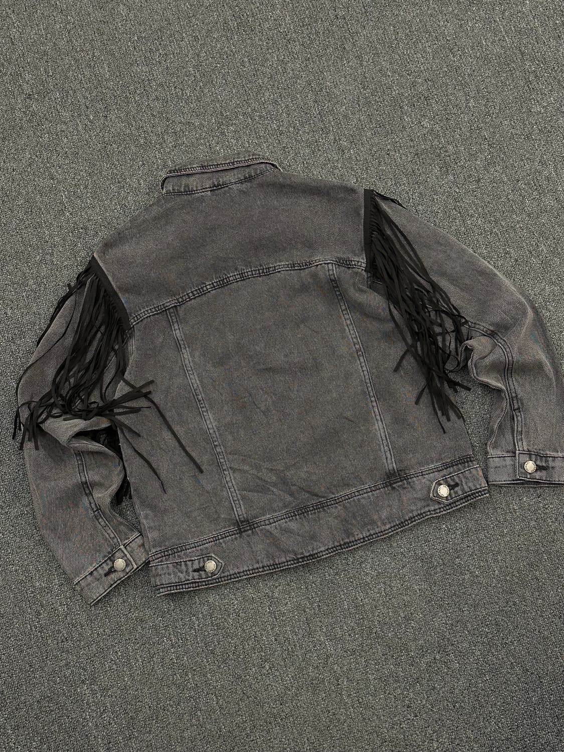 S)VEVERET 빈티지 프린지 흑청 데님 자켓 상품이미지4