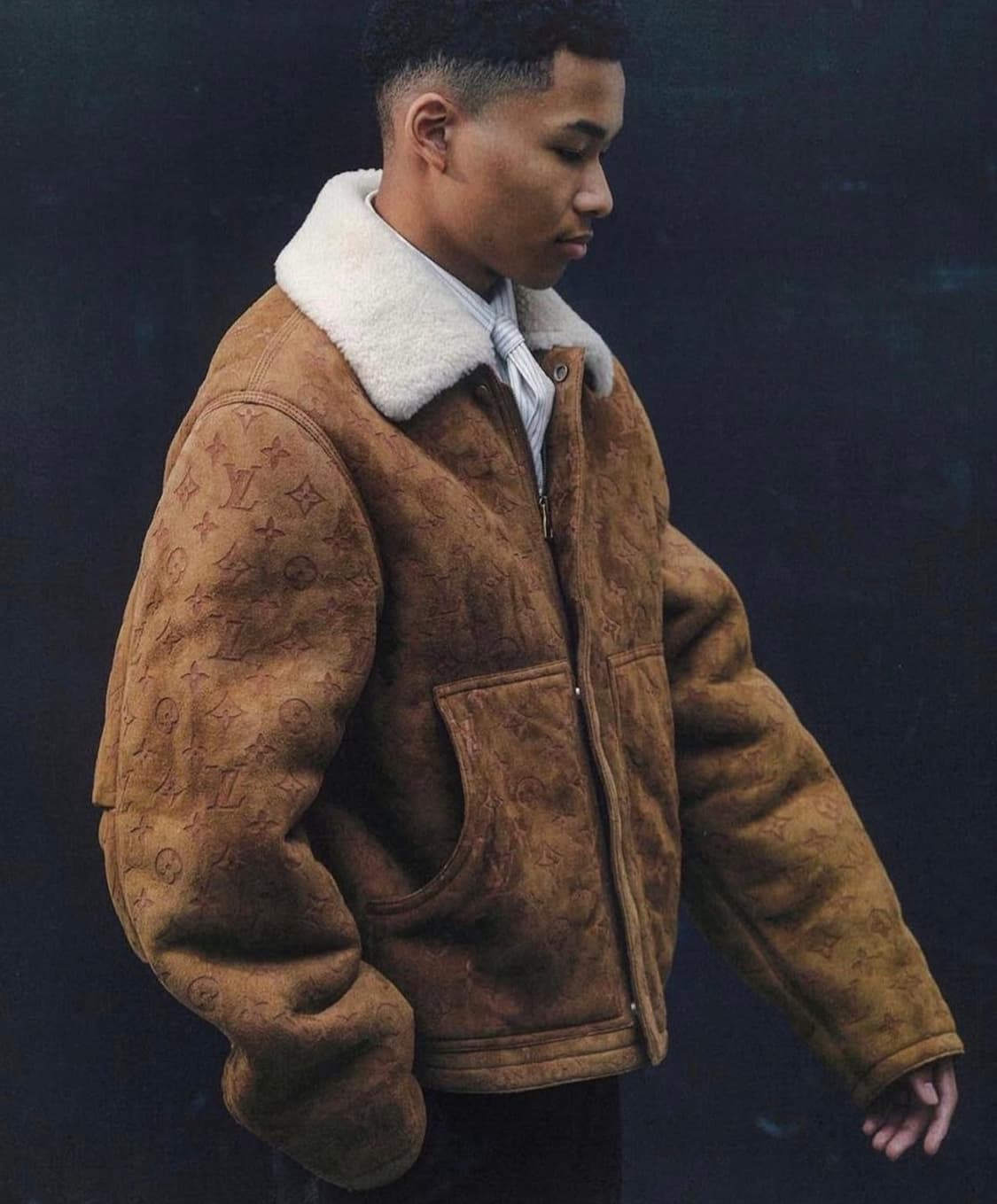 [54,XL] 루이비통 시어링 자켓 네이비 상품이미지7