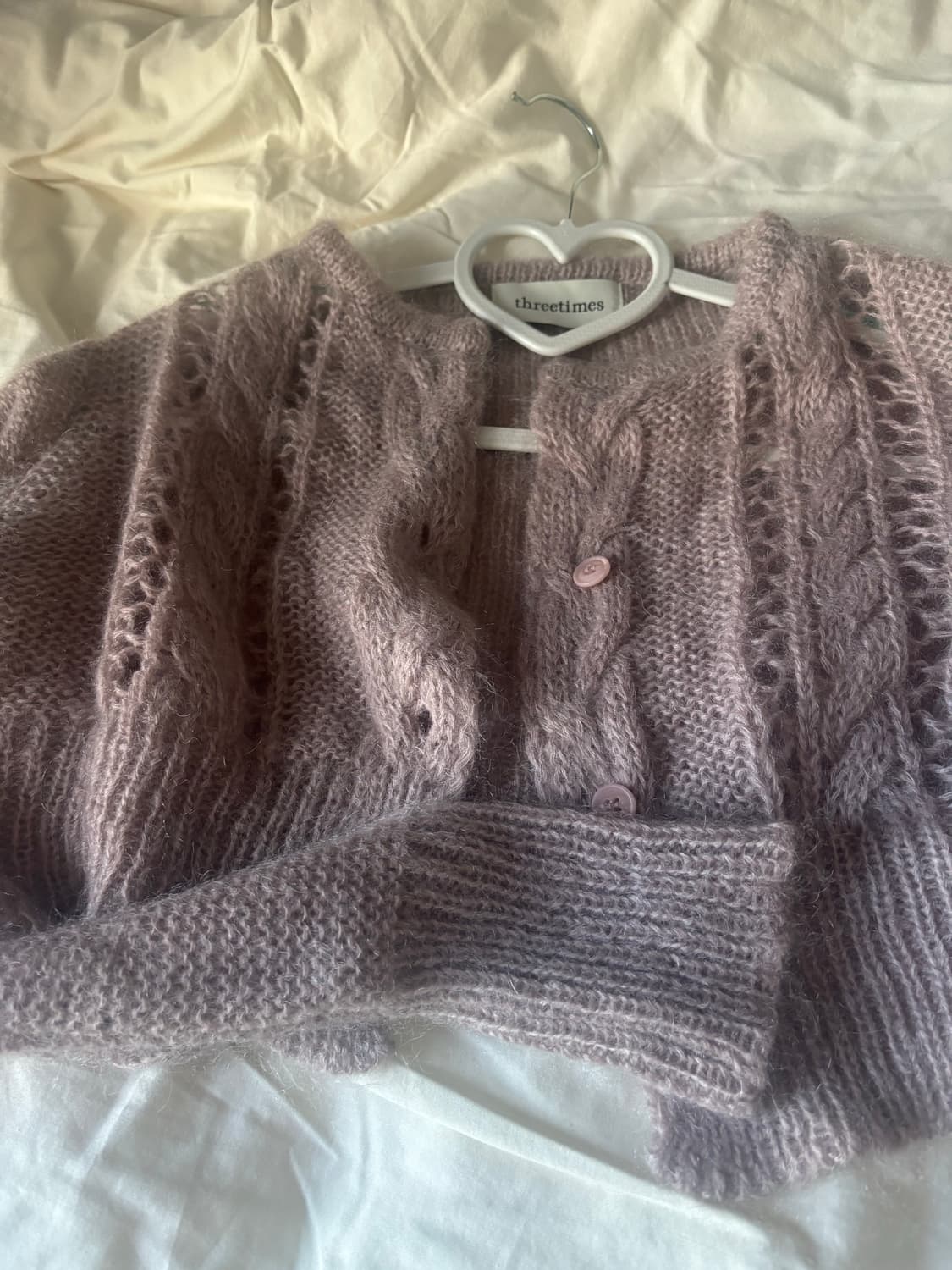 쓰리타임즈 앙고라 모헤어 느낌 가디건 상품이미지2
