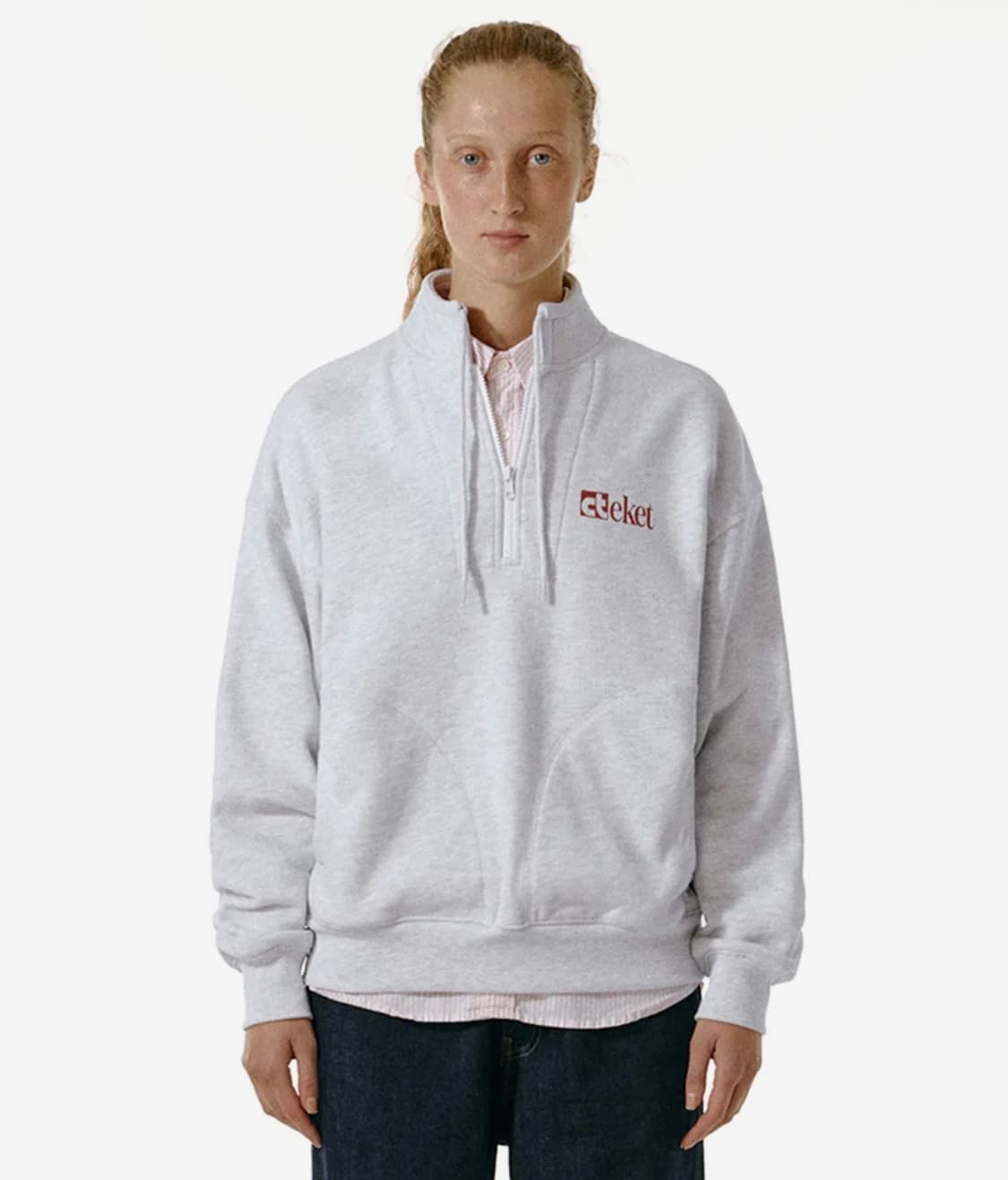 [테켓] Plan Half Zip-Up Sweatshirt Melange 상품이미지1