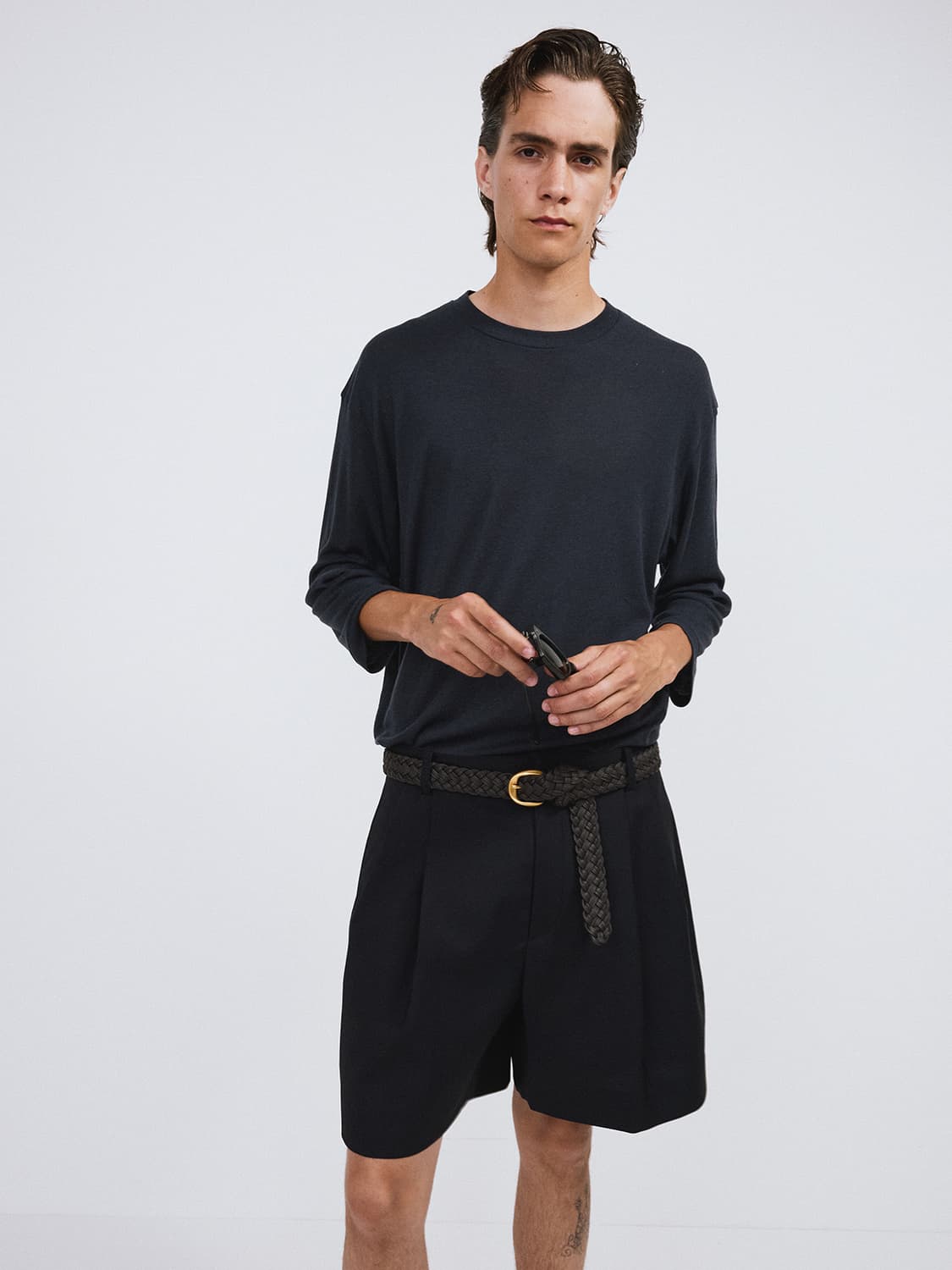 렉토 26SS 더블 플리츠 숏츠 반바지 팬츠 다크 네이비 상품이미지1