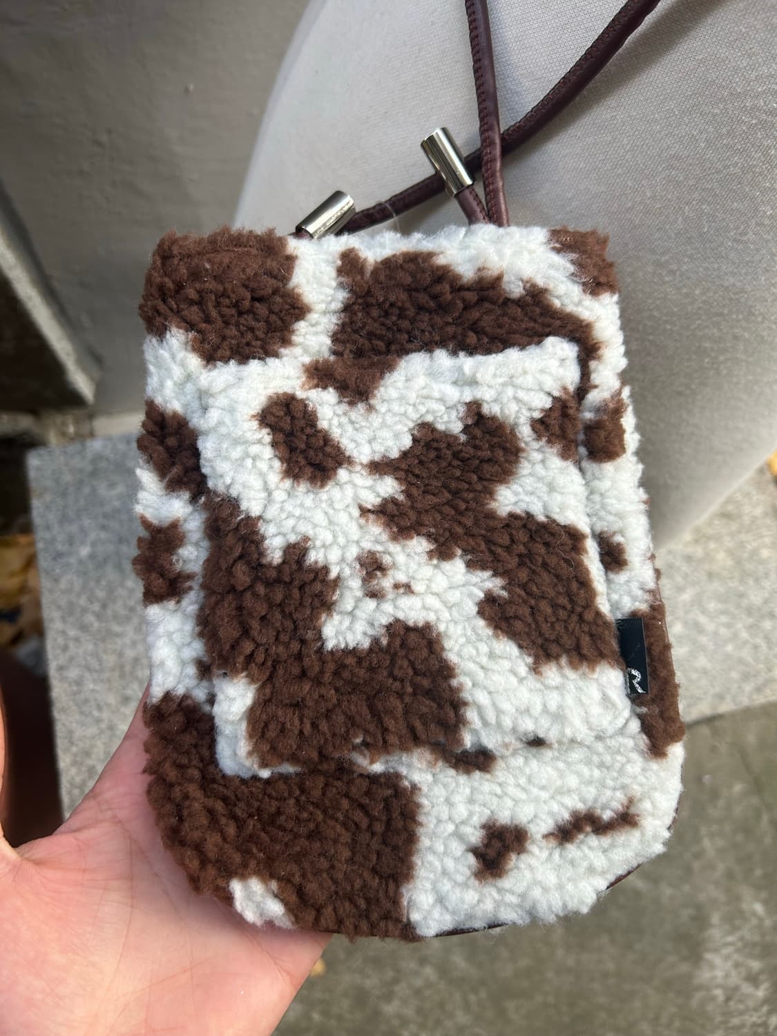 일본빈티지 모리걸 양털 브라운 미니 크로스백 상품이미지3