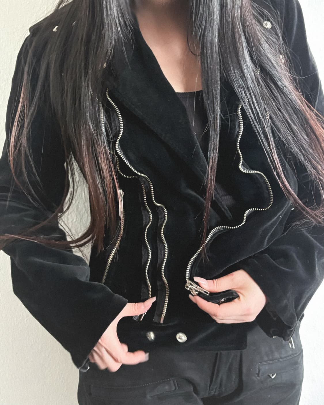 JPN VTG 프리슈렁크 더블지퍼 벨벳 라이더자켓 상품이미지3