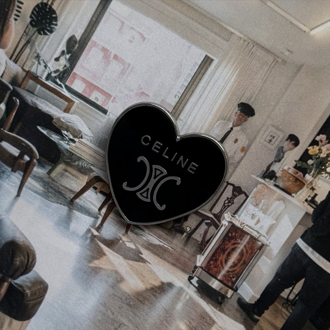 셀린느 블랙 에폭시 하트 브로치 빈티지 브로치 상품이미지2