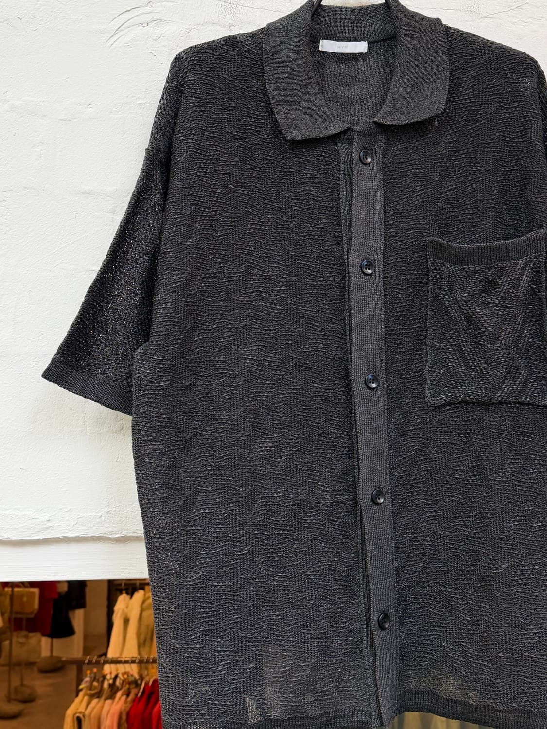 WYM 자카드 메쉬 니트 반팔 셔츠 S 상품이미지4