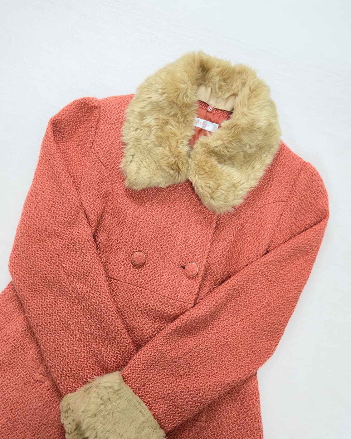 일본 빈티지/y2k 갸루/ 코랄 오렌지 퍼코트 상품이미지2