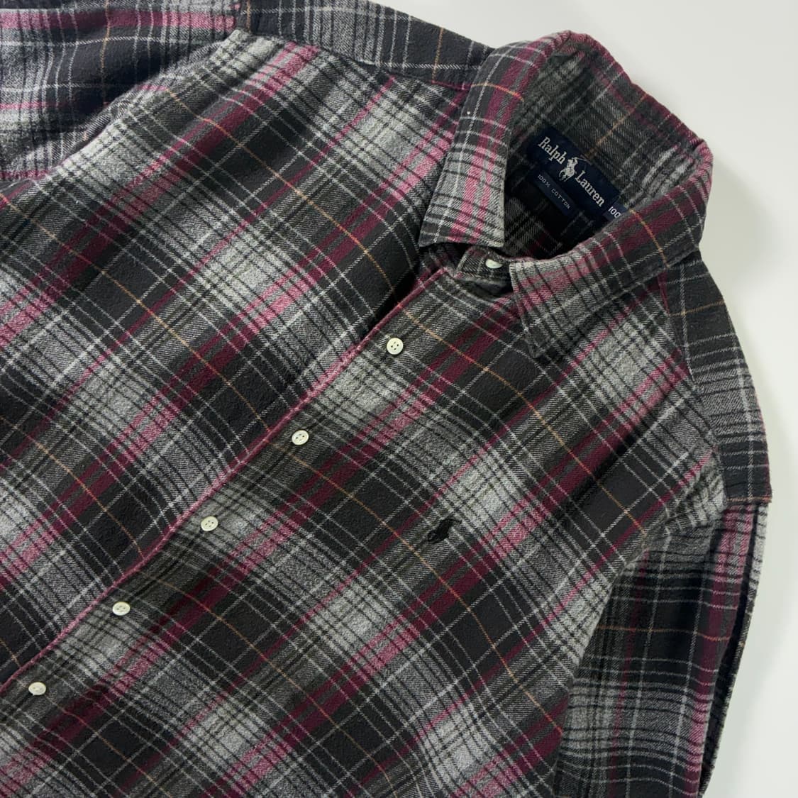Polo  폴로 랄프로렌 자수 코튼 그레이 체크셔츠  상품이미지3