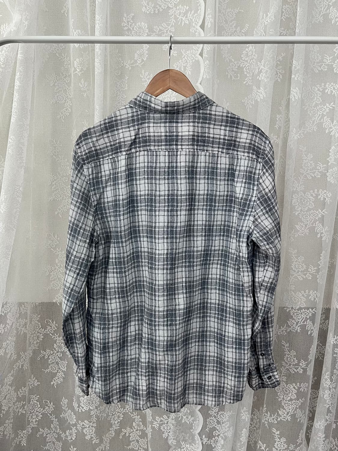 100) 시리즈 린넨 100 체크 셔츠 그레이 상품이미지2