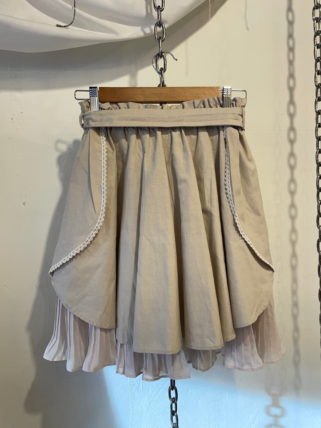 axes femme 엑시즈팜 리본 스트랩 아이보리 스커트 갸루 모리 상품이미지5