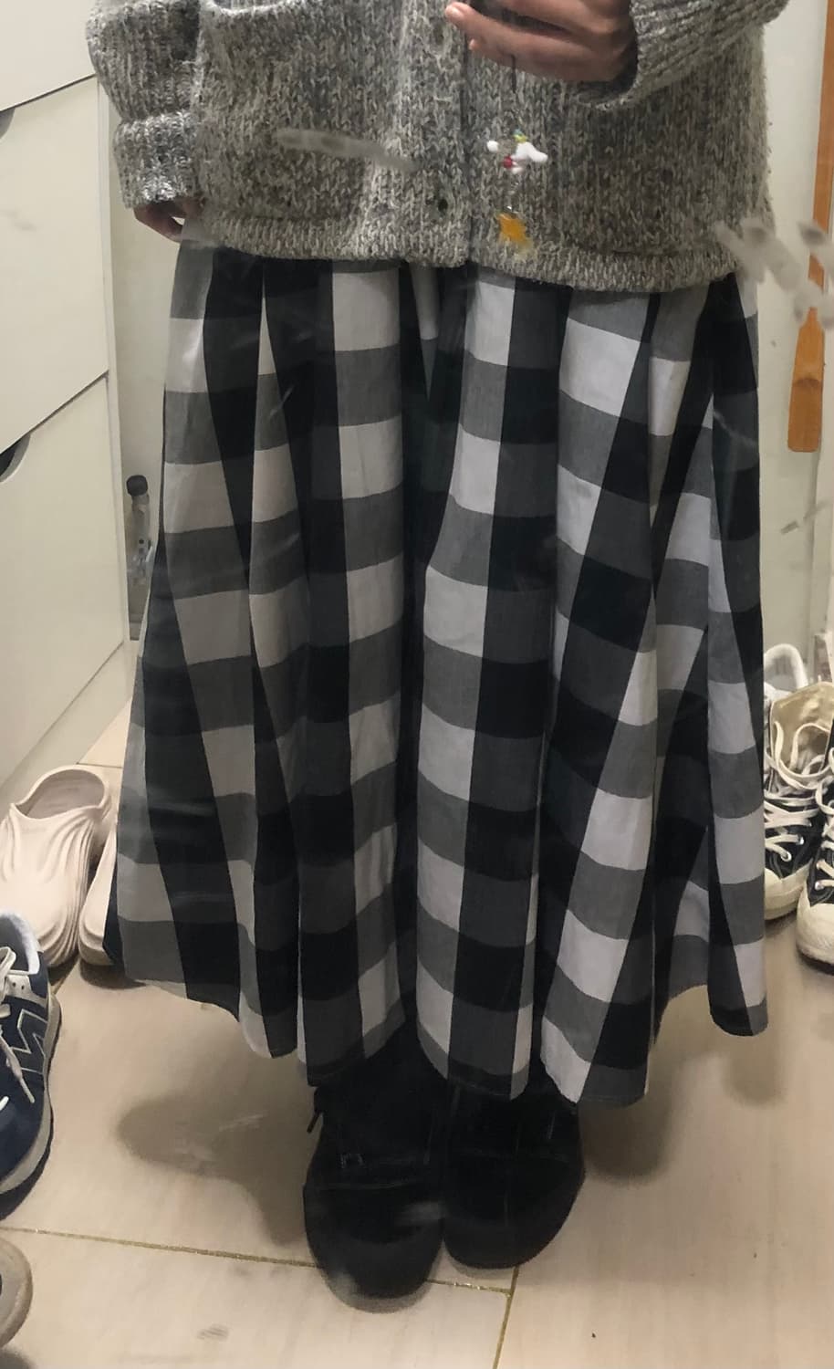일본빈티지 모리걸 체크 롱스커트 상품이미지4