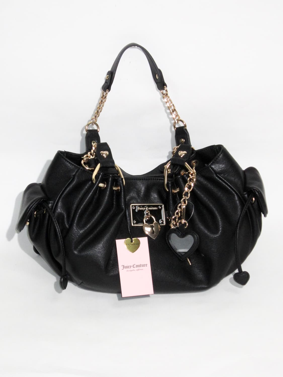 쥬시 꾸뛰르 하트 키링 챰 레더 숄더백 블랙 🖤 갸루 락시크 상품이미지3