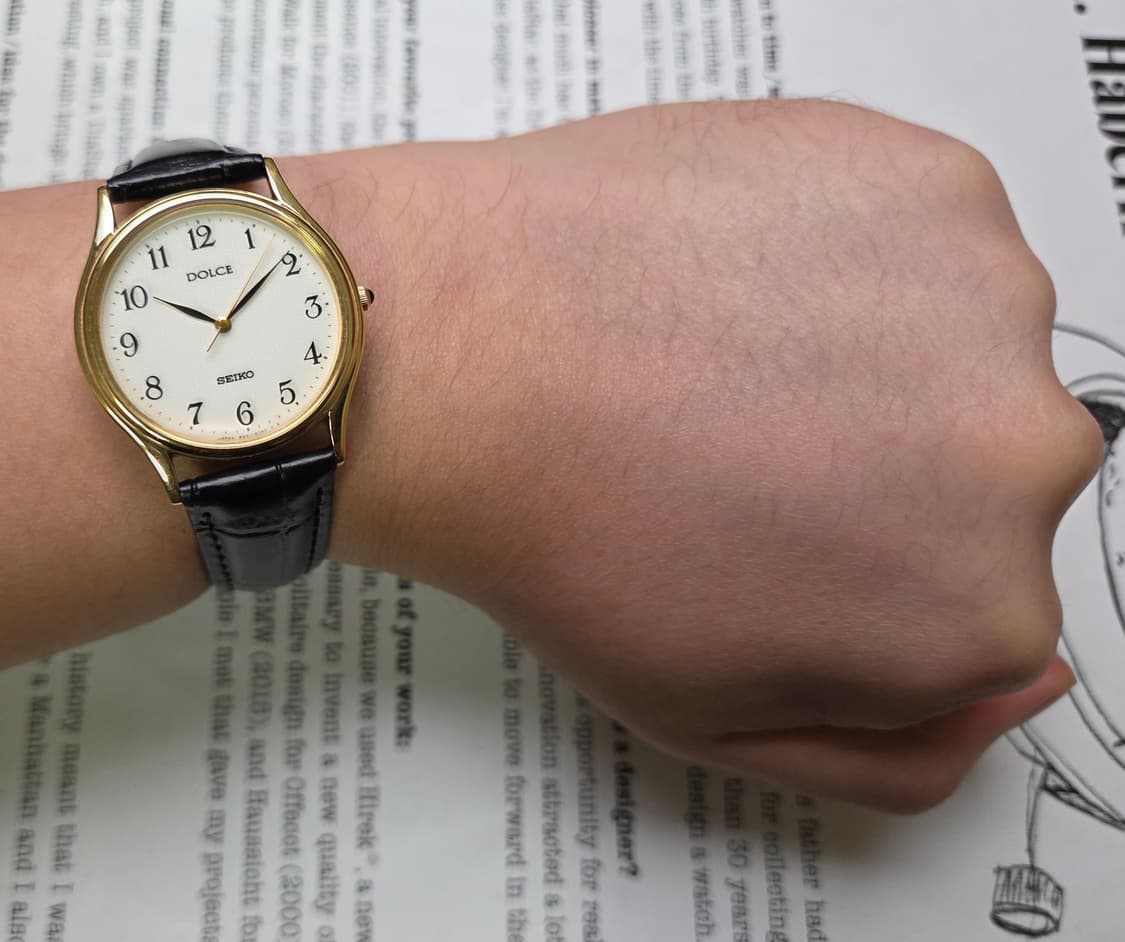 빈티지 세이코 돌체 화이트 아라빅 입체다이얼 논데이트 슬림쿼츠
 상품이미지8