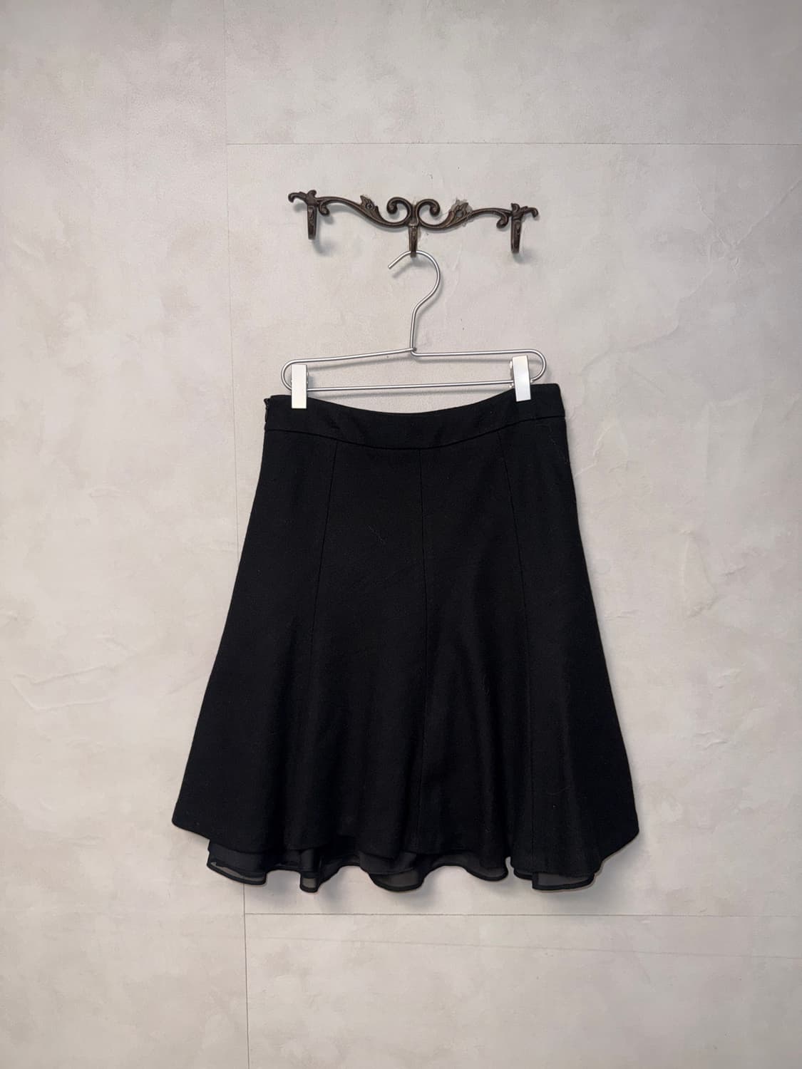 Anacapri black draped flower wool skirt 상품이미지3