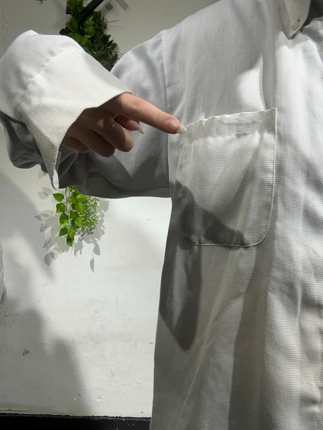 일본 빈티지 화이트 오버핏 스트라이프 셔츠 L 상품이미지3