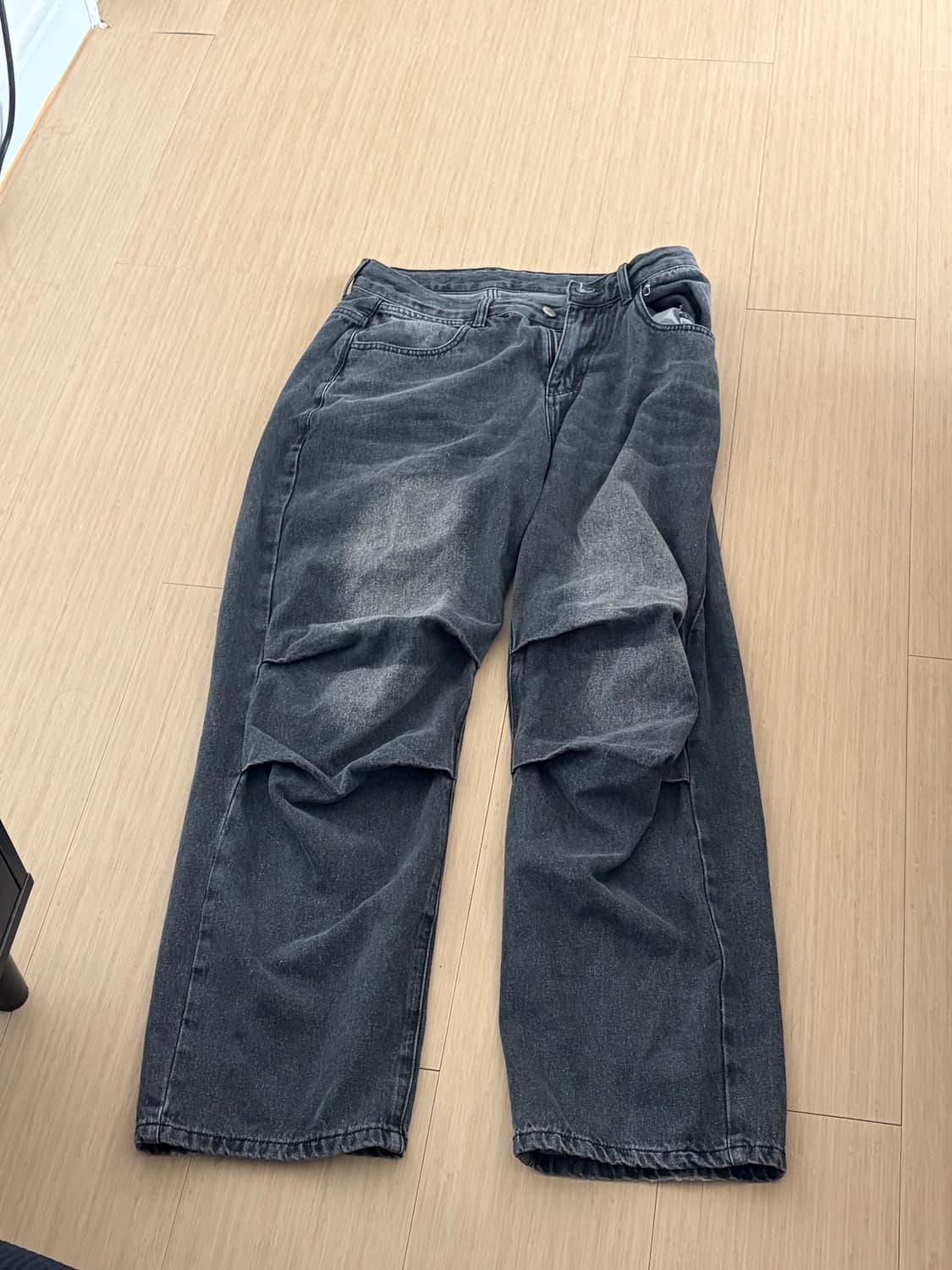 라퍼지스토어 블랙 데님 와이드팬츠 32 상품이미지1