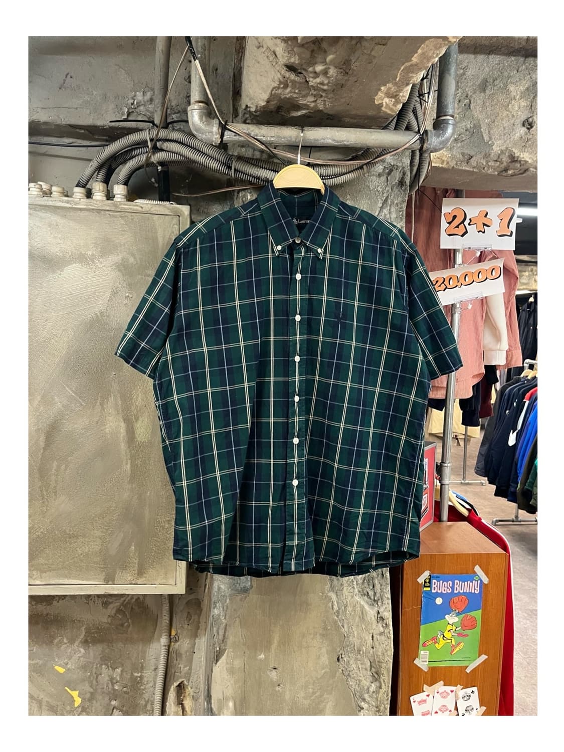 폴로 랄프로렌 체크 반팔 셔츠 그린 100 #csz3397 상품이미지1