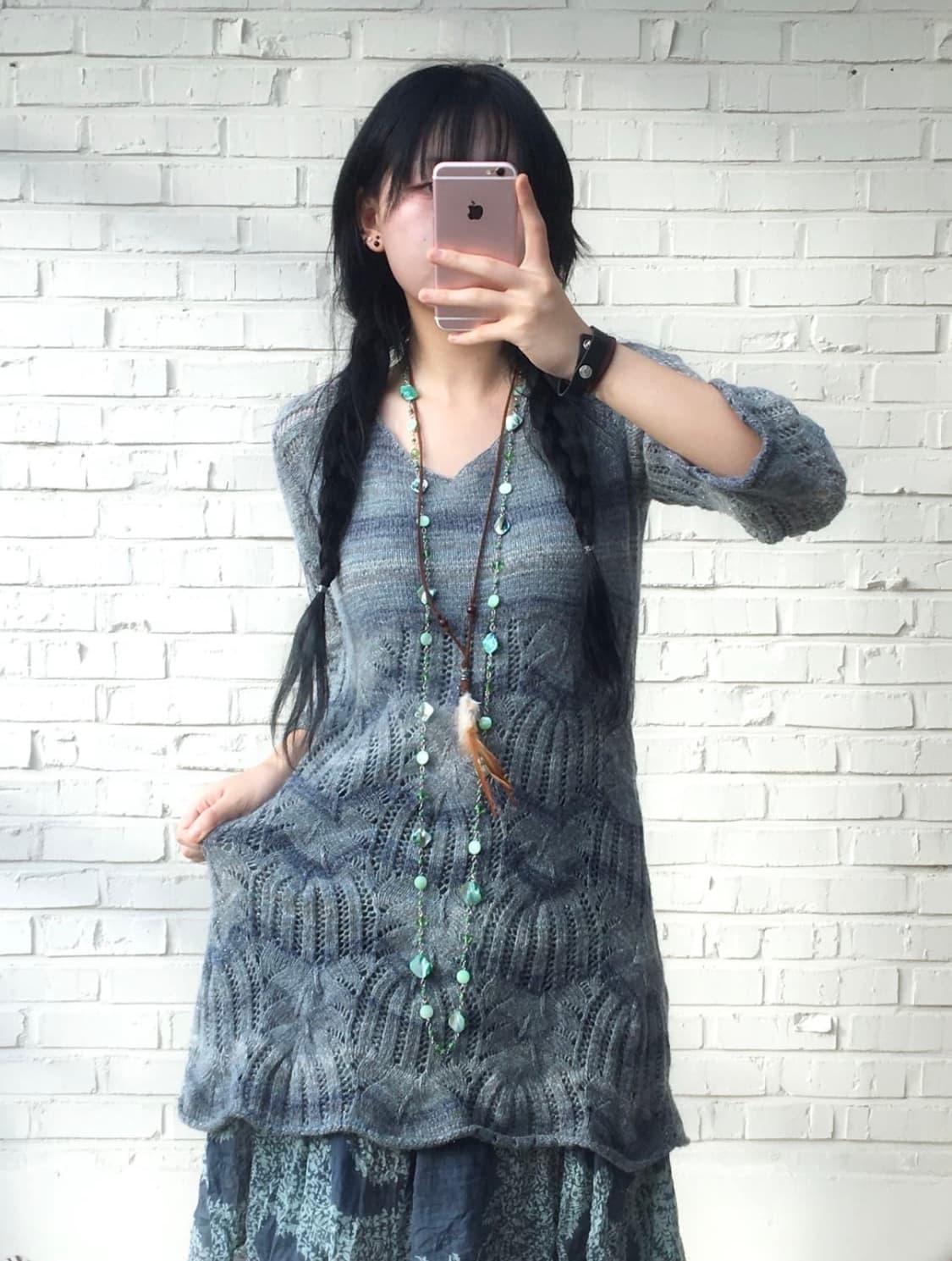 빈티지 그라데이션 니트 원피스 상품이미지2