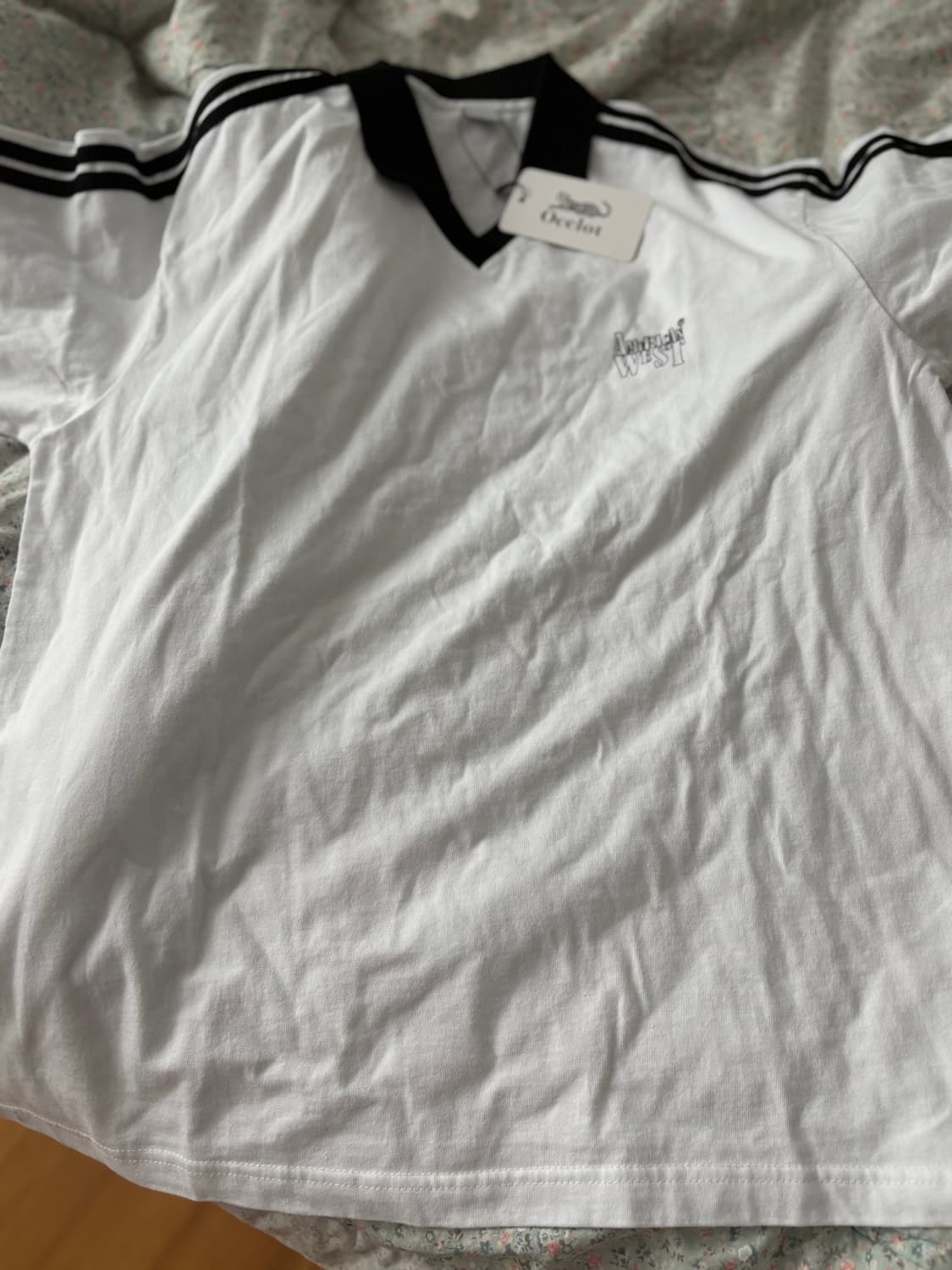 [L] 오실롯 C43 두줄 테이프 폴로 카라 반팔티 화이트 상품이미지1