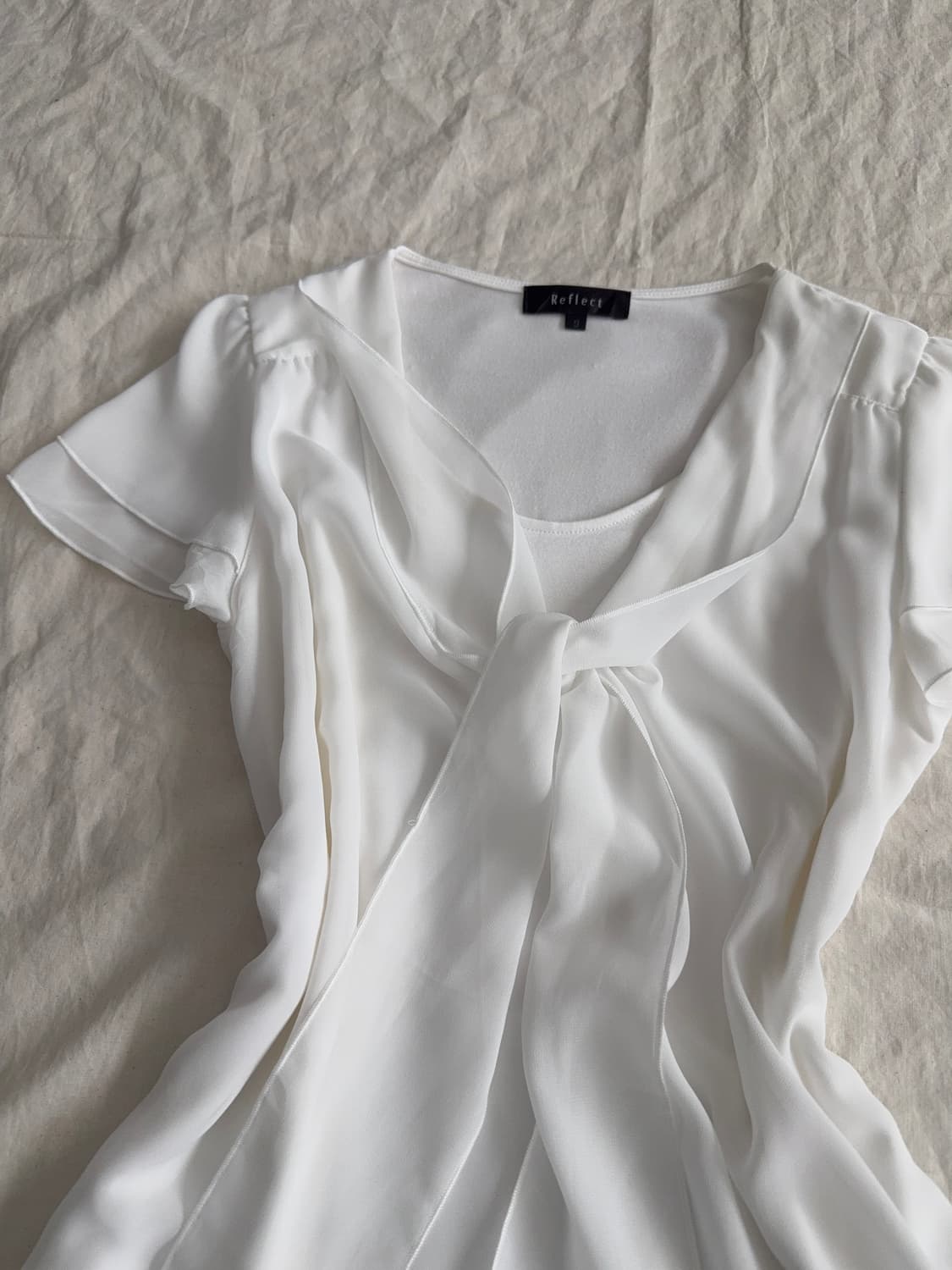 아이보리 쉬폰 블라우스 반팔탑 상품이미지2