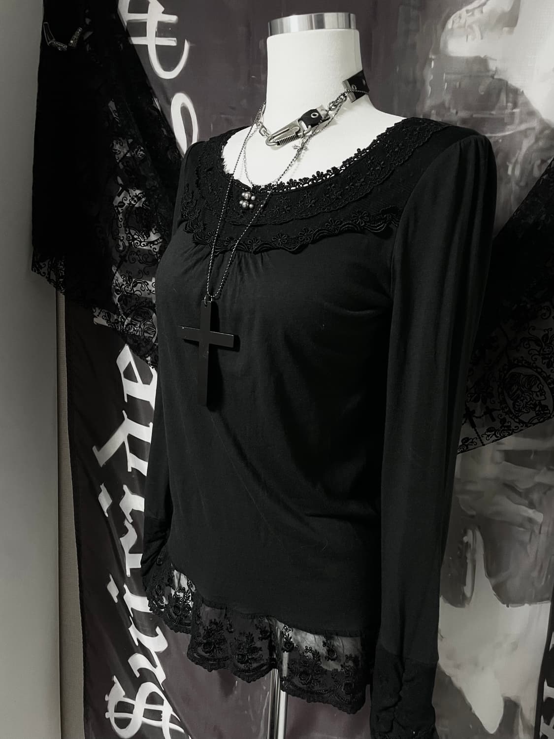  다크페어리롱슬리브 일본빈티지고스지뢰펑크로맨틱갸루니혼진모리걸핀터00s 상품이미지3