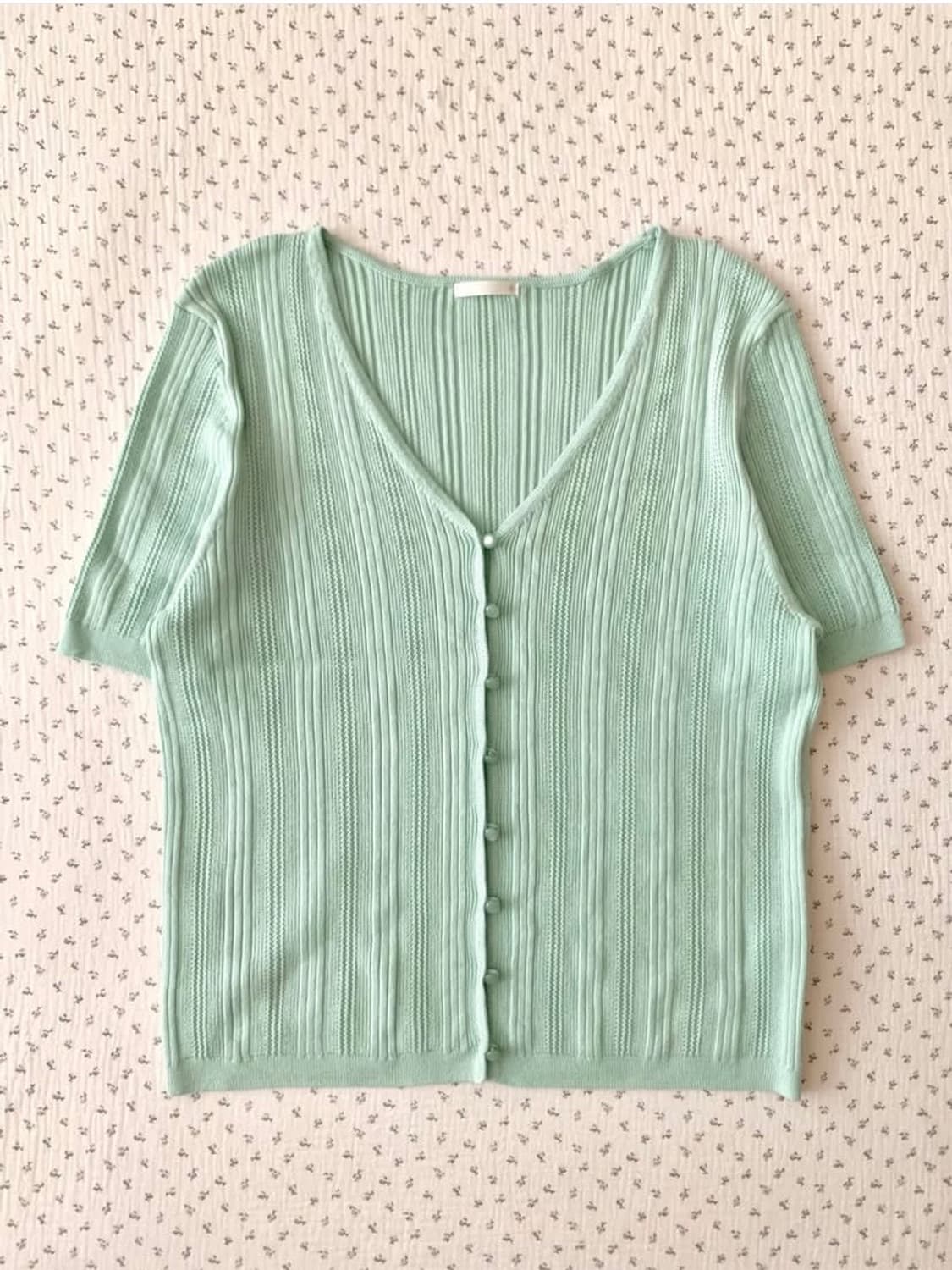 민트 니트 반팔 가디건 상품이미지3