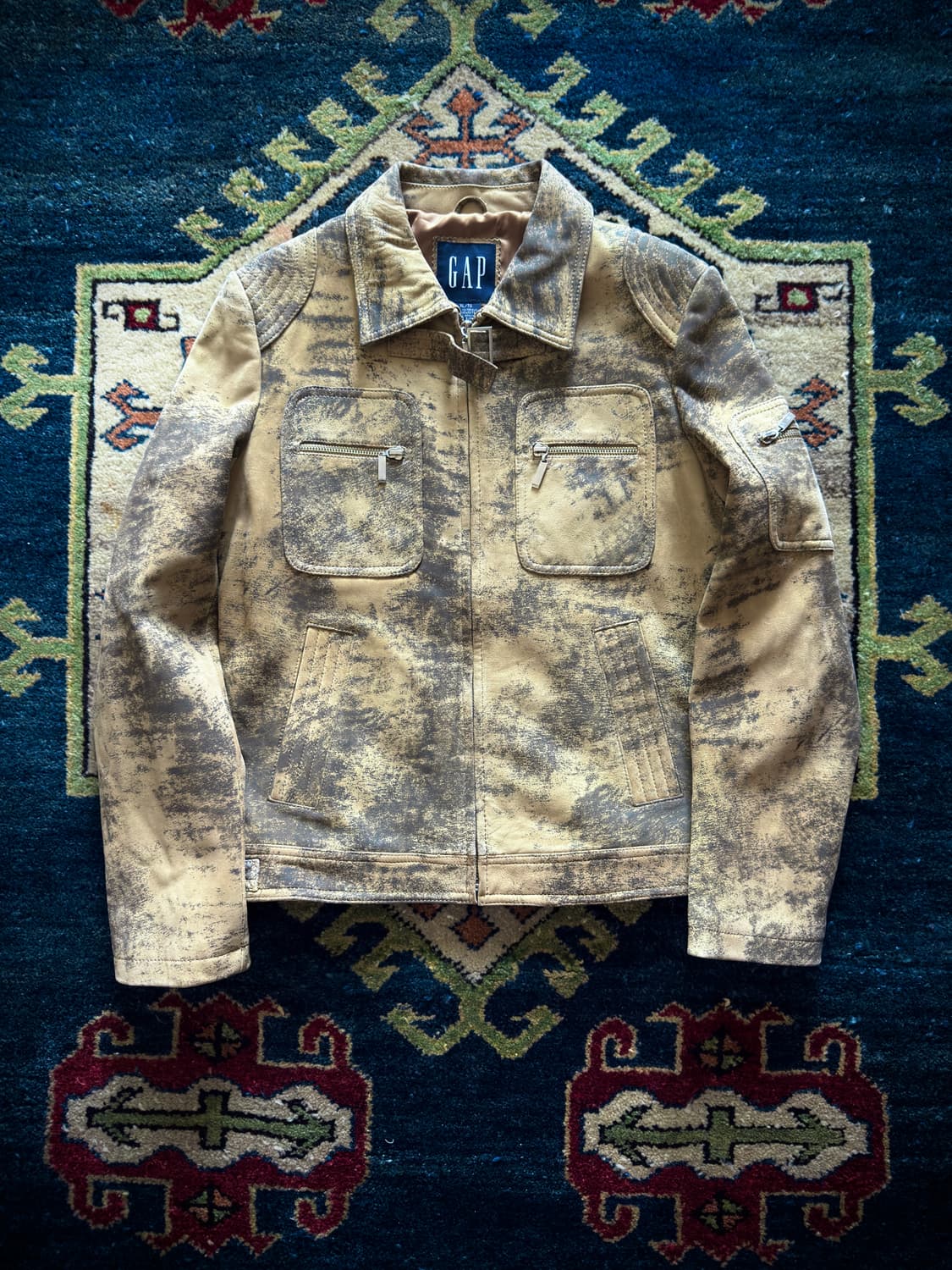 90s Old Gap Calfskin sand washed 레더 자켓 상품이미지1