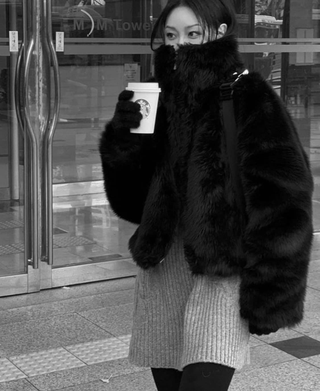 [트리밍버드]하이넥 퍼 자켓 블랙 상품이미지2