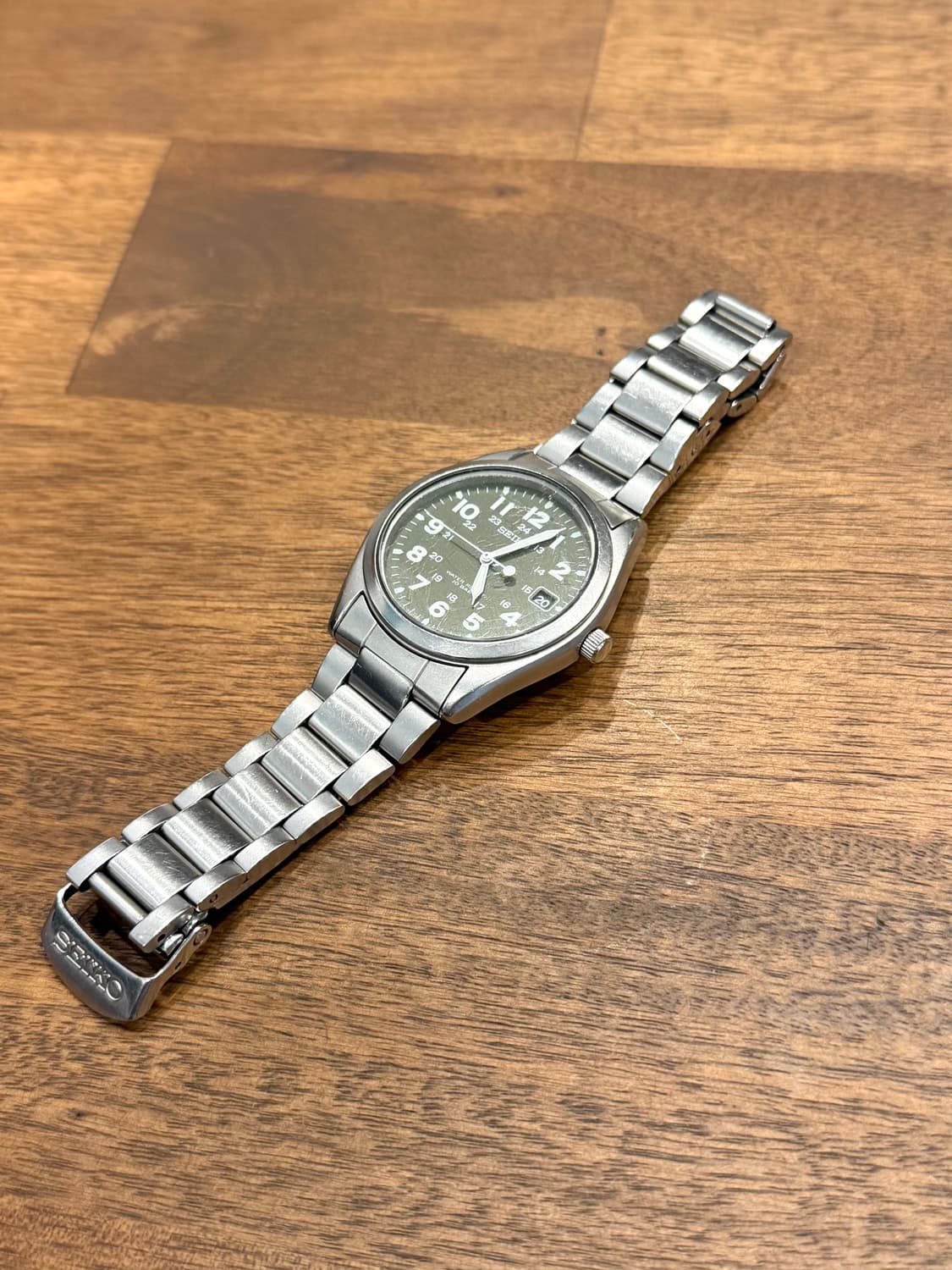 90s Seiko 빈티지 세이코 카키필드 메탈 쿼츠 Japan made 상품이미지4