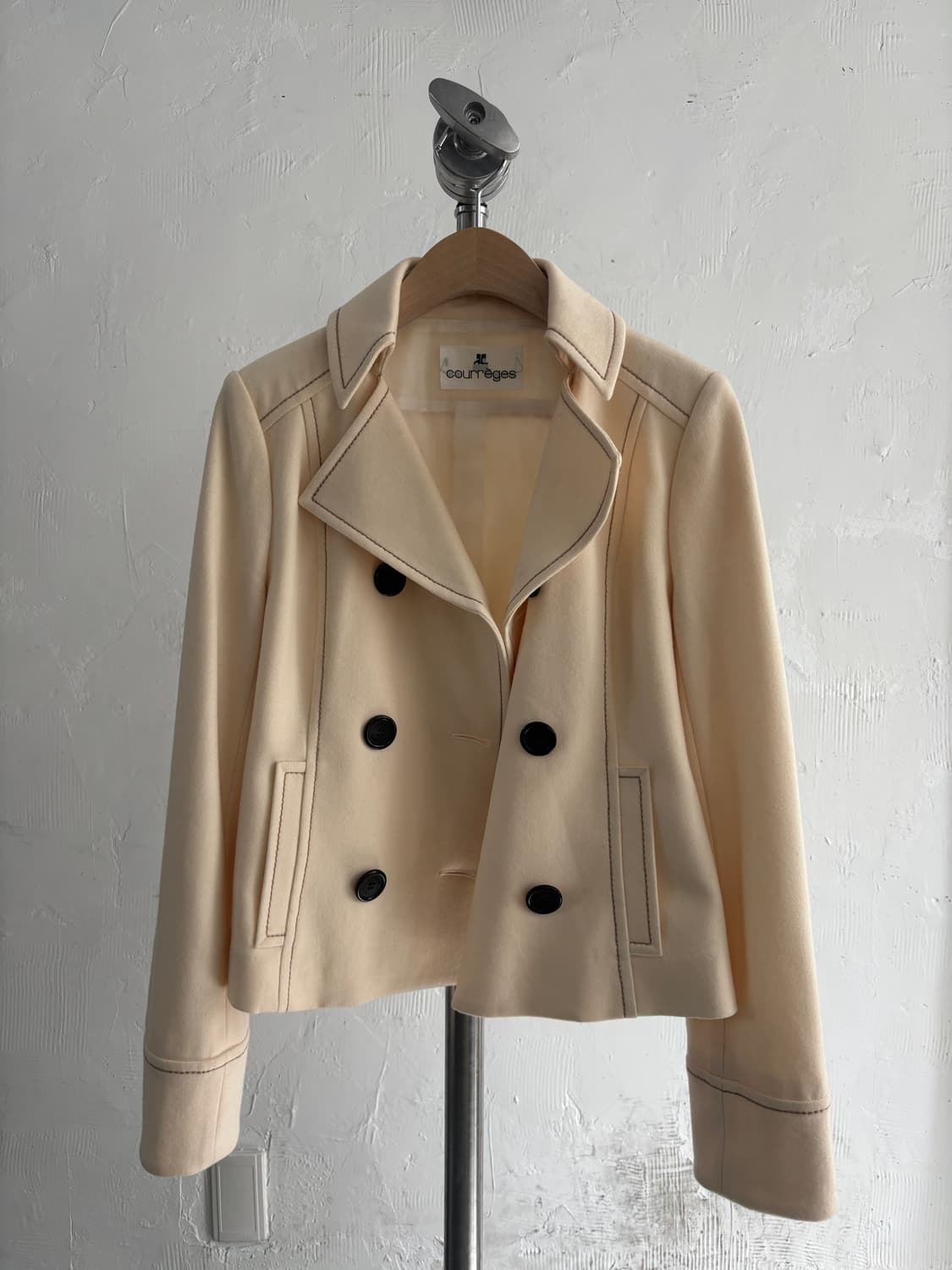 Courreges 꾸레쥬 크림 더블 브레스티드 자켓 상품이미지4