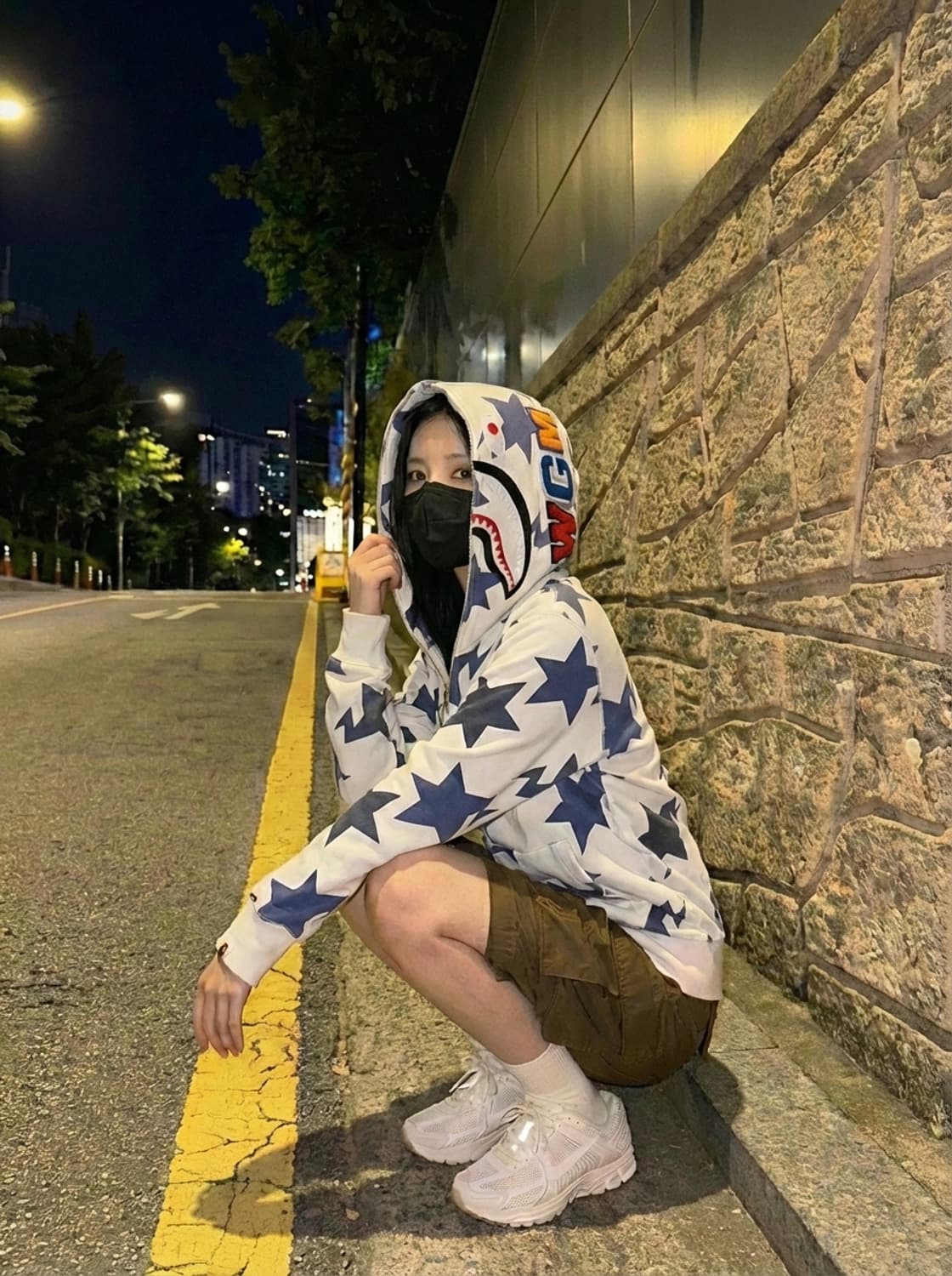 베이프 스타 블루 화이트 후드 집업 ⭐ 상품이미지1