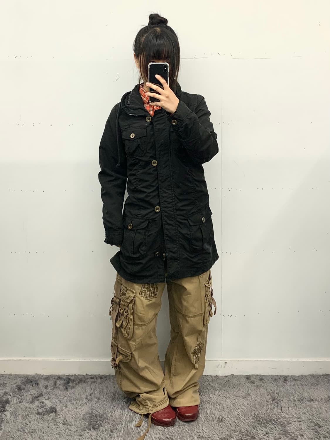 블랙 밀리터리 미디 자켓 상품이미지2