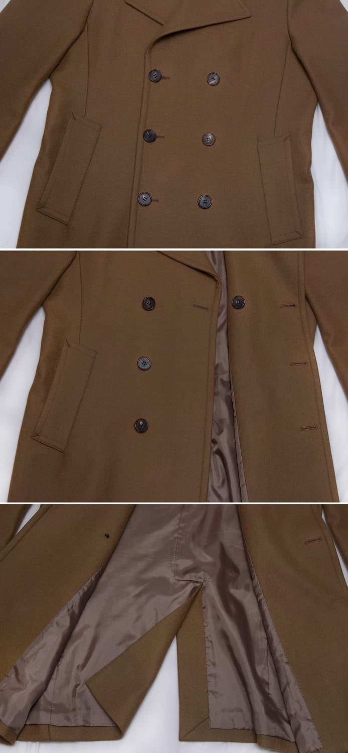 DKNY 울캐시미어 카멜 브라운 클래식 더블 코트 자켓 (100+) 상품이미지6