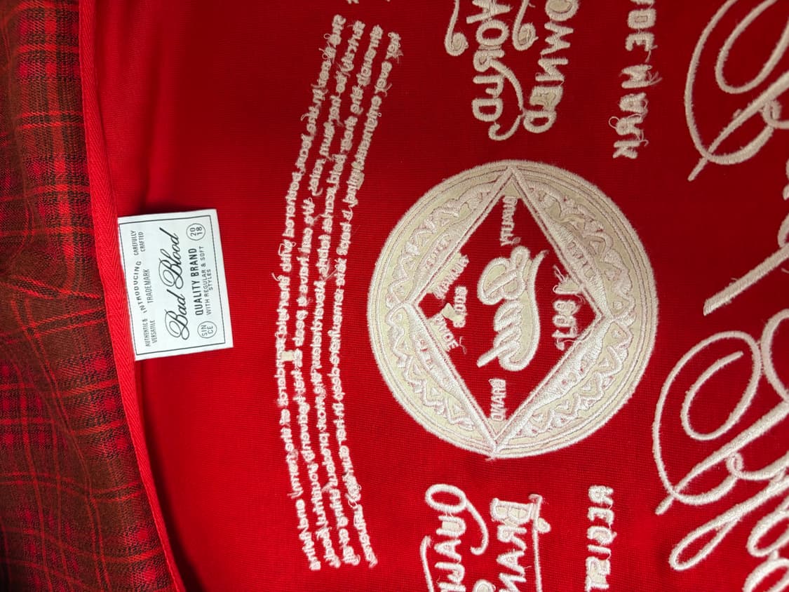 배드블러드 클래식 체크 후드 집업S - 레드 상품이미지3