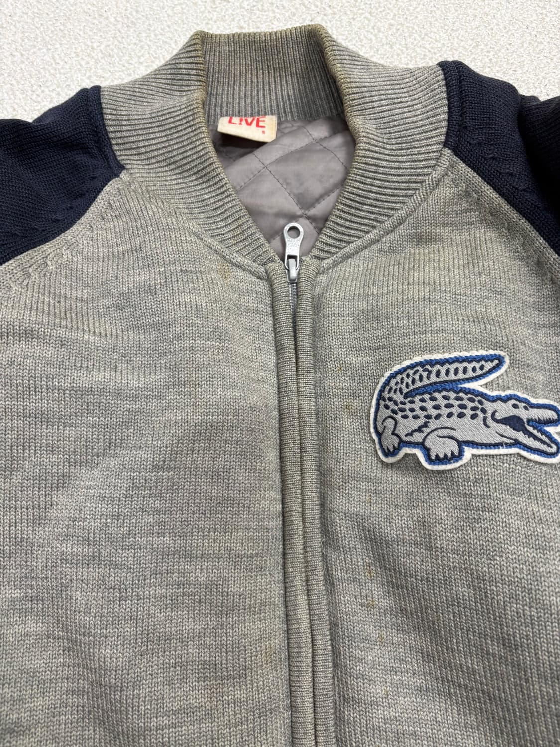 라코스테 라이브 블루 배색 야구 점퍼 니트 상품이미지8