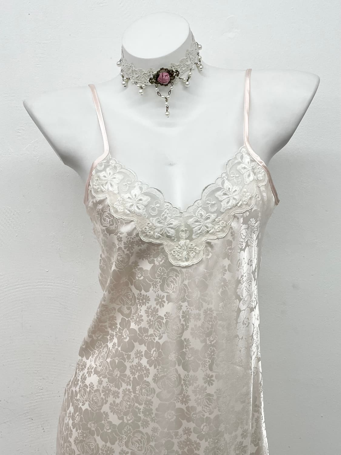 핑크 자카드 레이스 슬립 상품이미지2