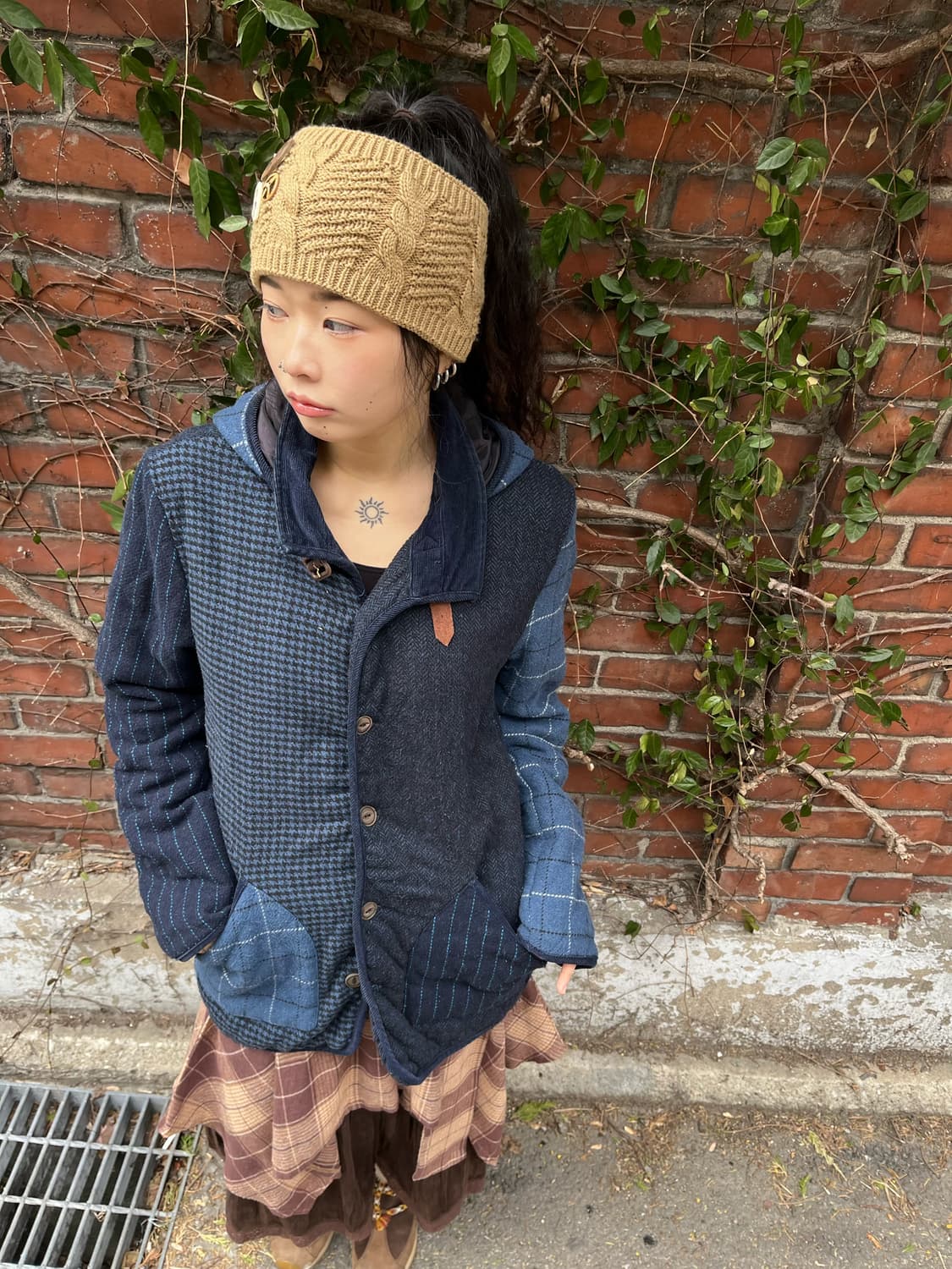 빈티지 체크 패치워크 자켓 상품이미지2