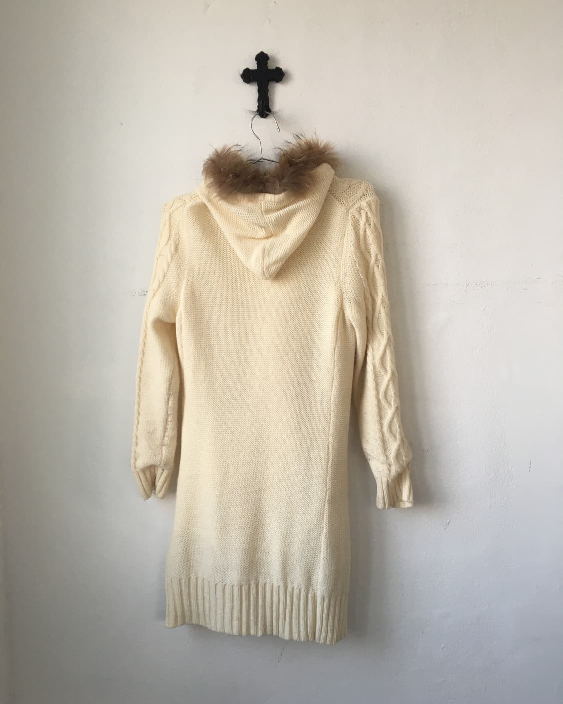 Fur hood duffle button knit cardigan 상품이미지3