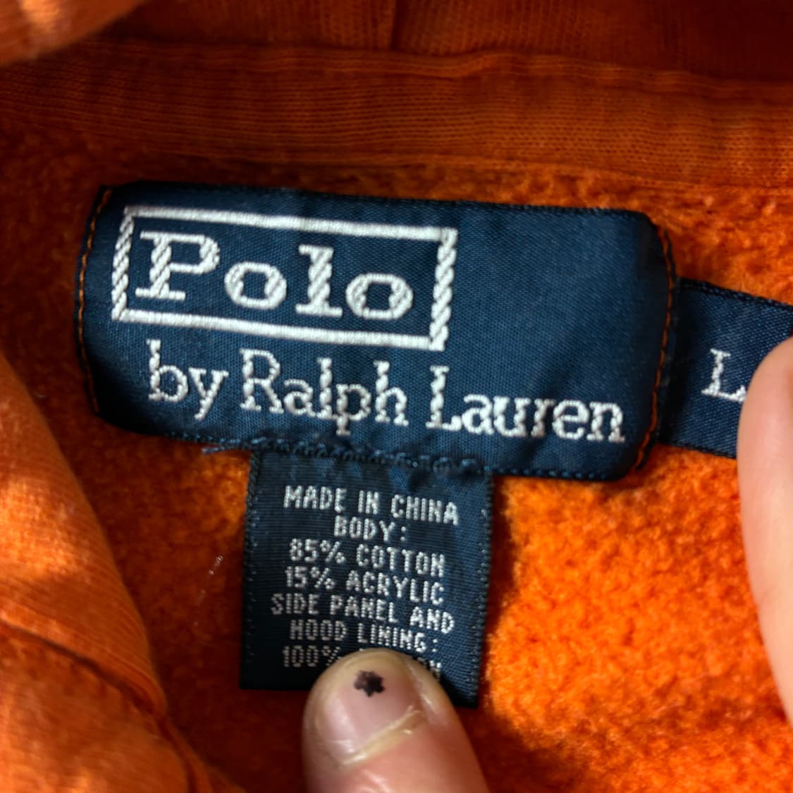 Polo  폴로 랄프로렌 90,s 자수 코튼 오렌지 후드집업  상품이미지4