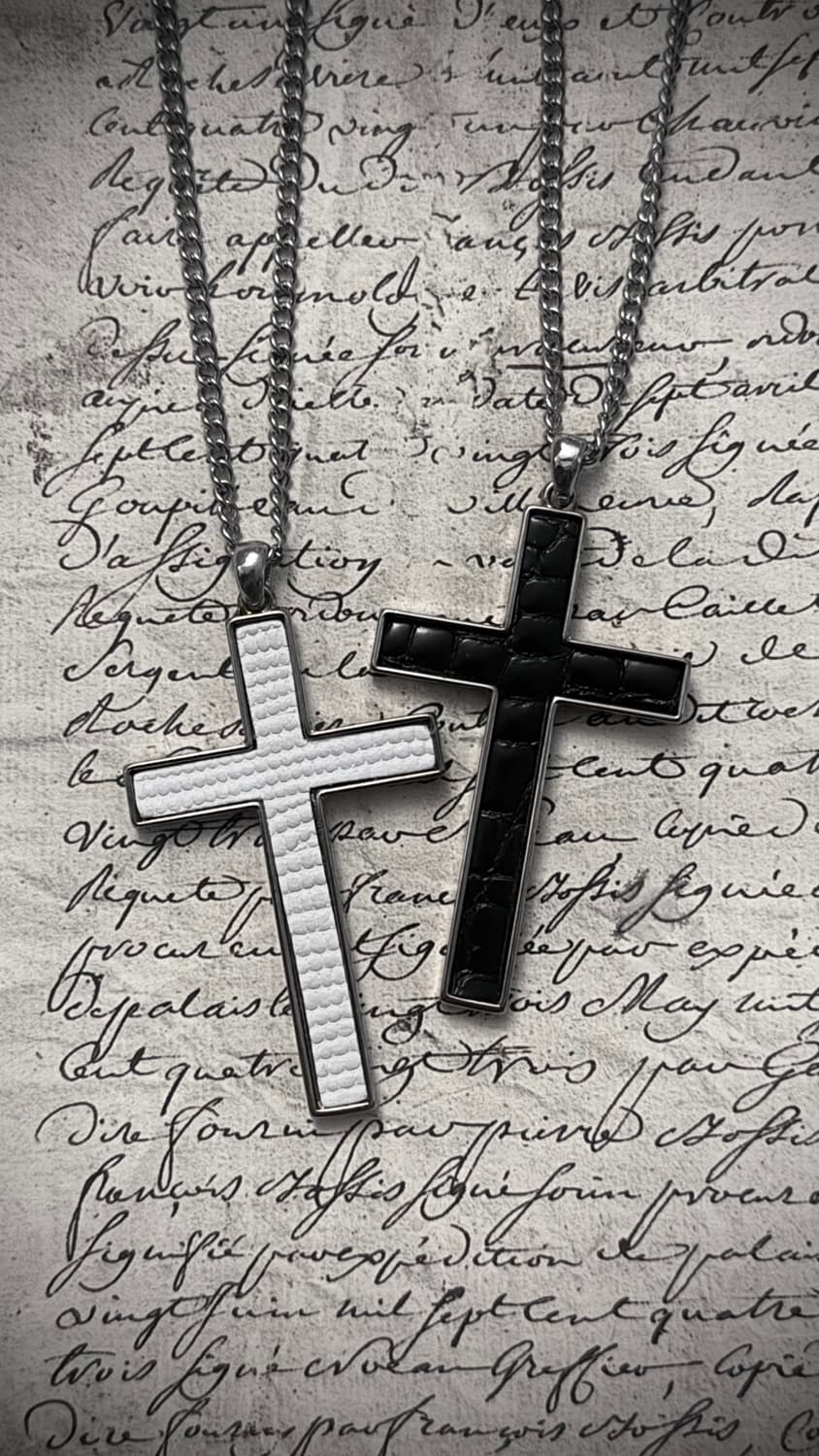 Vintage leather cross necklace 상품이미지1