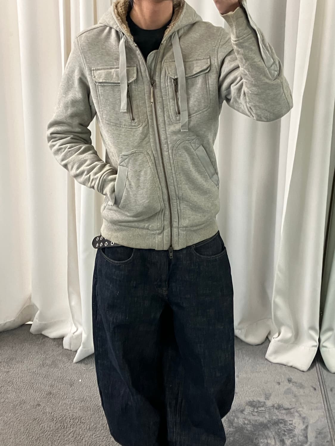 디젤 그레이 헤비웨이트 퍼 후드집업 M 상품이미지8