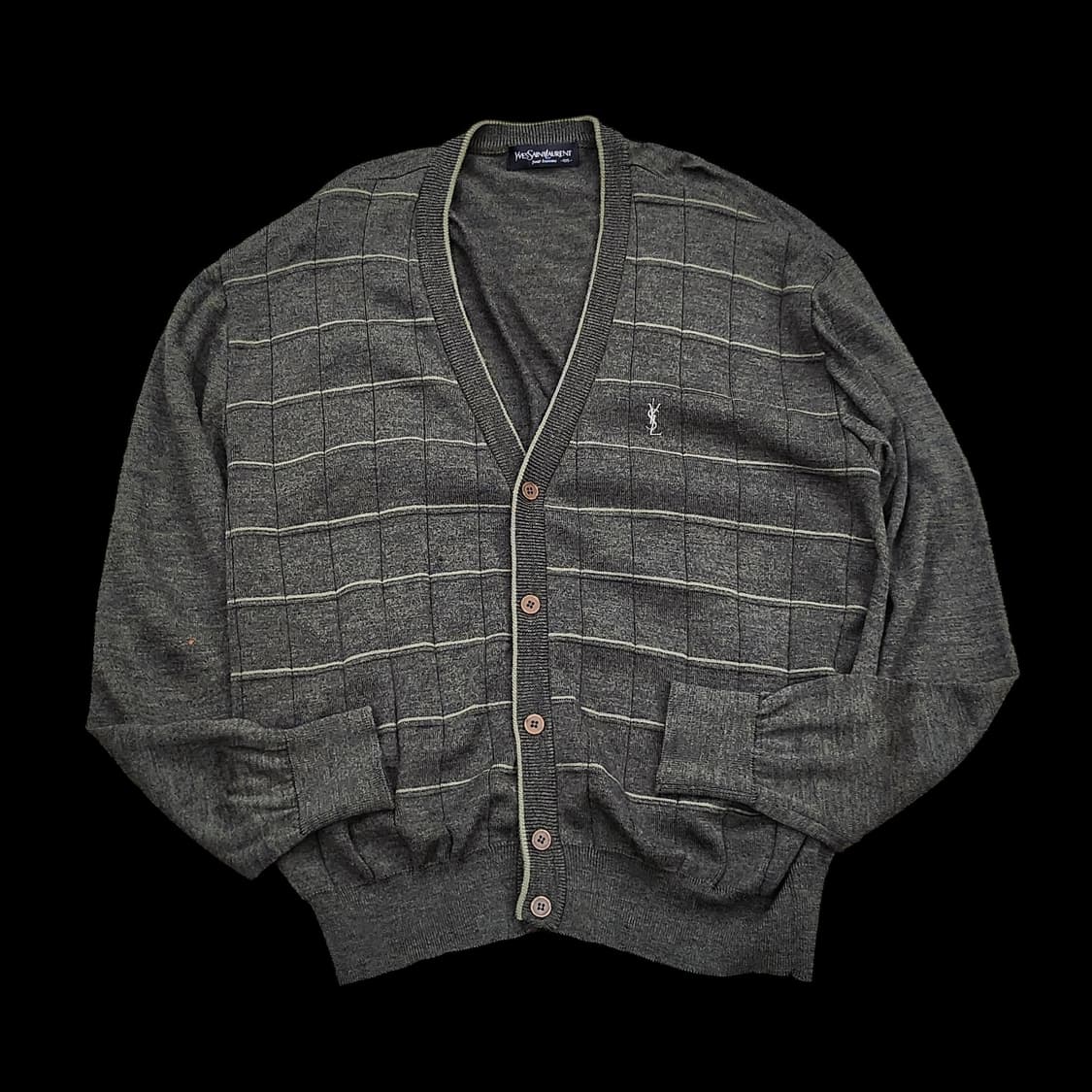 입생로랑 뿌르옴므 빈티지 체크 니트 가디건 상품이미지1