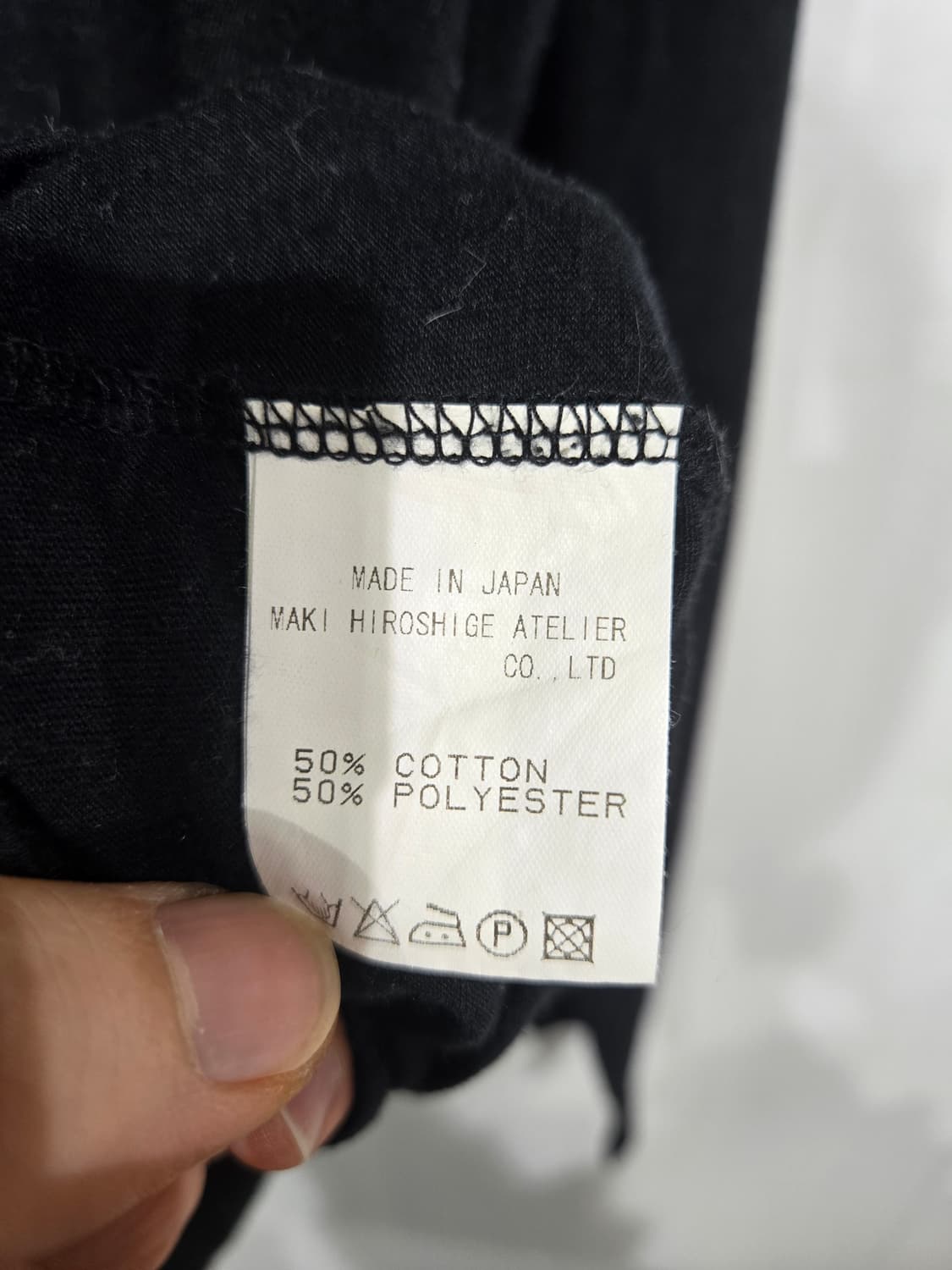 고무 블랙 브이넥 후드 긴팔 티셔츠 요지 야마모토 상품이미지6