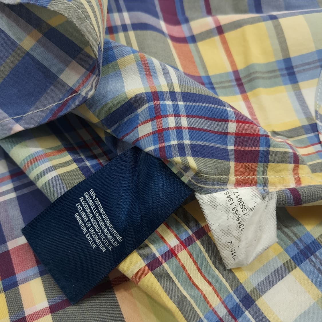 Co797W XL 폴로 랄프로렌 옐로우블루 매드라스 긴팔 셔츠 남방 상품이미지6