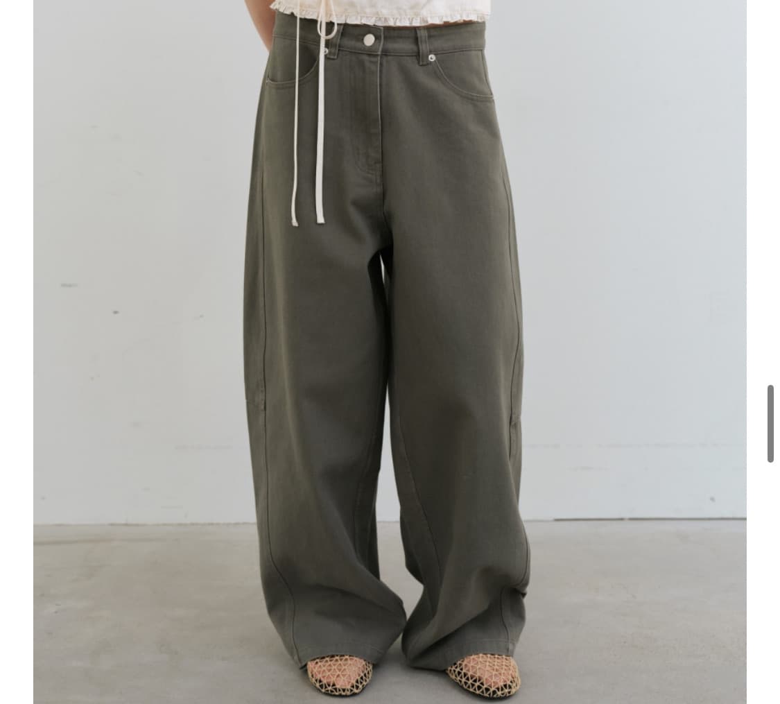 오비르 커브드 팬츠 카키M 새상품 상품이미지5